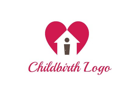 abstract person in home and heart symbol