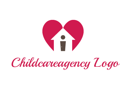 abstract person in home and heart symbol