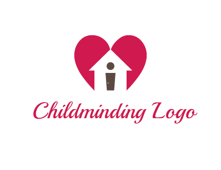 abstract person in home and heart symbol