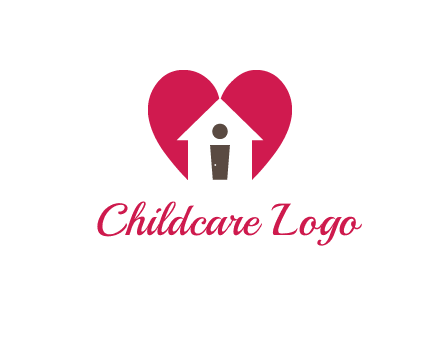 abstract person in home and heart symbol