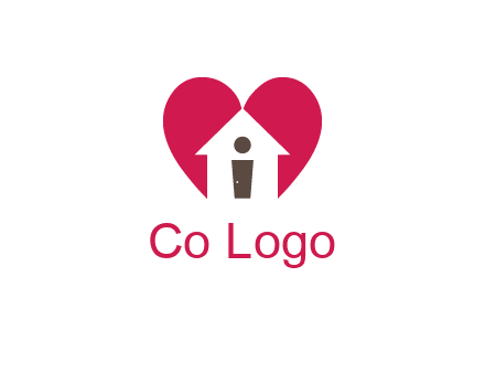 abstract person in home and heart symbol