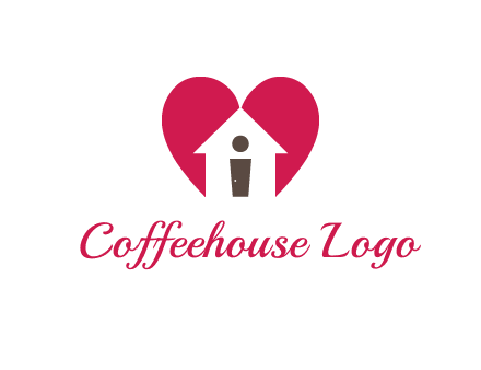 abstract person in home and heart symbol