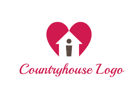 abstract person in home and heart symbol