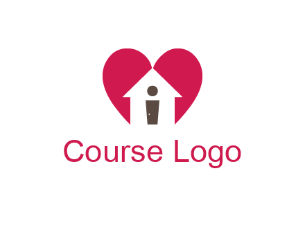 abstract person in home and heart symbol