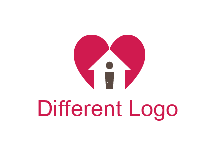 abstract person in home and heart symbol