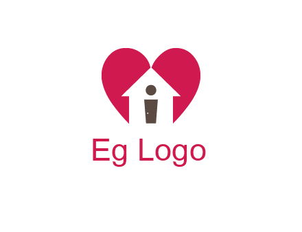 abstract person in home and heart symbol