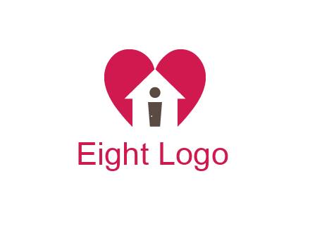 abstract person in home and heart symbol