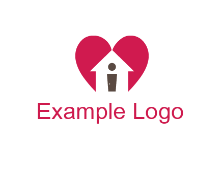 abstract person in home and heart symbol