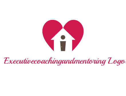 abstract person in home and heart symbol