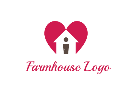 abstract person in home and heart symbol