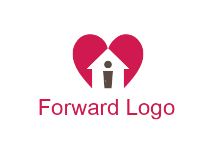 abstract person in home and heart symbol