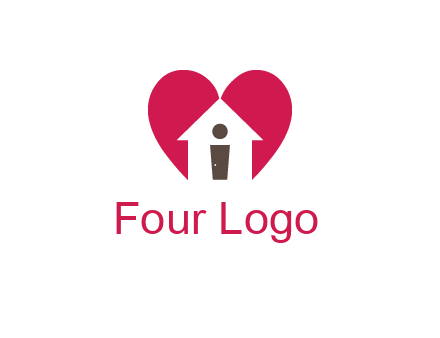 abstract person in home and heart symbol