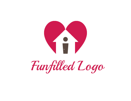abstract person in home and heart symbol