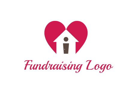 abstract person in home and heart symbol