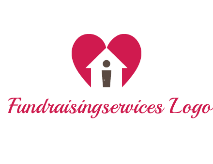 abstract person in home and heart symbol