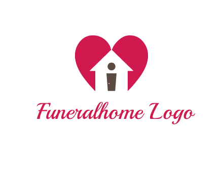 abstract person in home and heart symbol