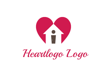 abstract person in home and heart symbol