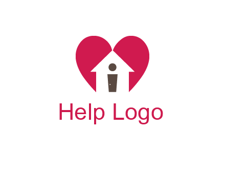 abstract person in home and heart symbol