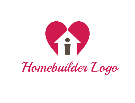 abstract person in home and heart symbol