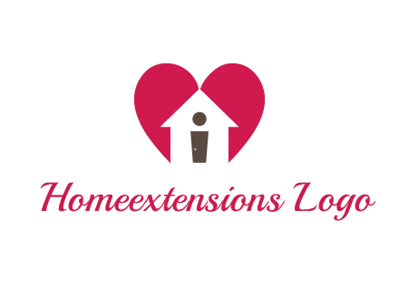 abstract person in home and heart symbol