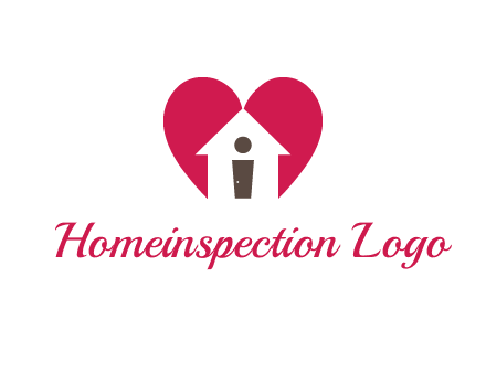 abstract person in home and heart symbol