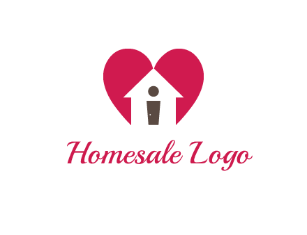 abstract person in home and heart symbol