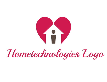 abstract person in home and heart symbol