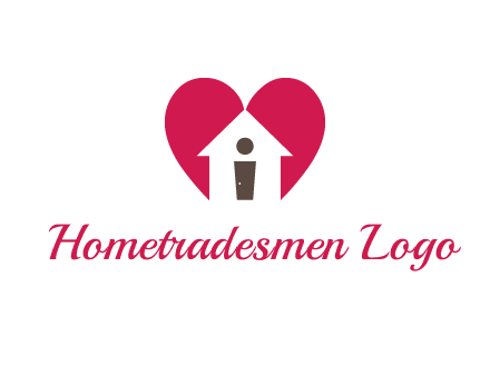 abstract person in home and heart symbol