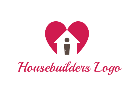 abstract person in home and heart symbol