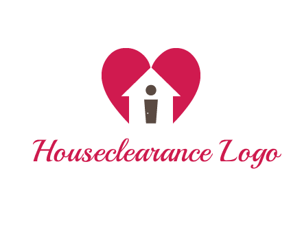 abstract person in home and heart symbol