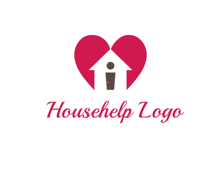 abstract person in home and heart symbol