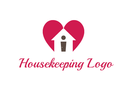 abstract person in home and heart symbol
