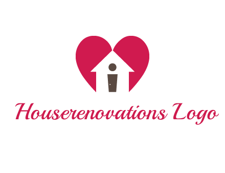 abstract person in home and heart symbol