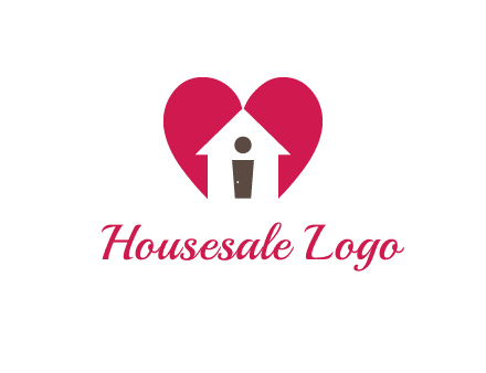 abstract person in home and heart symbol