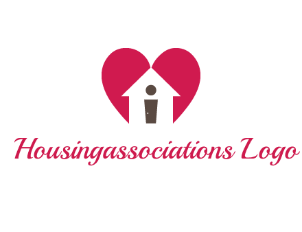 abstract person in home and heart symbol