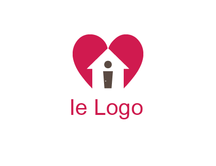 abstract person in home and heart symbol