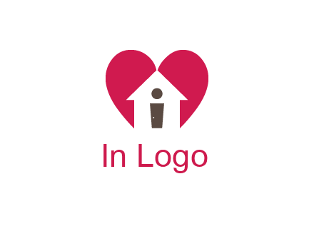 abstract person in home and heart symbol