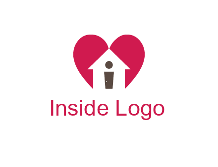 abstract person in home and heart symbol