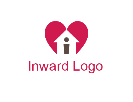 abstract person in home and heart symbol