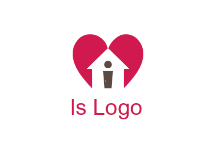 abstract person in home and heart symbol