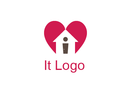 abstract person in home and heart symbol