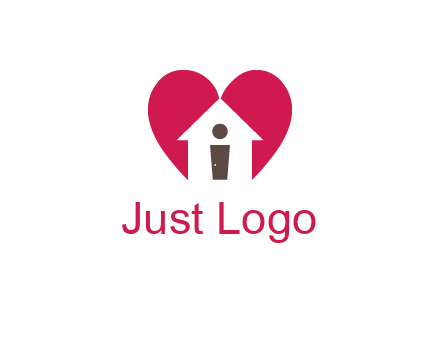 abstract person in home and heart symbol