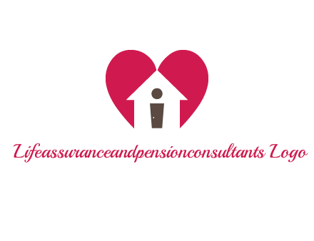 abstract person in home and heart symbol