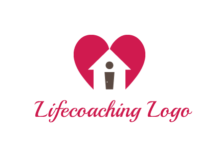 abstract person in home and heart symbol