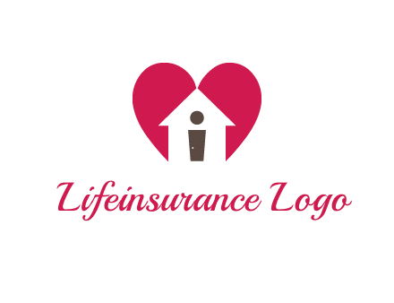 abstract person in home and heart symbol