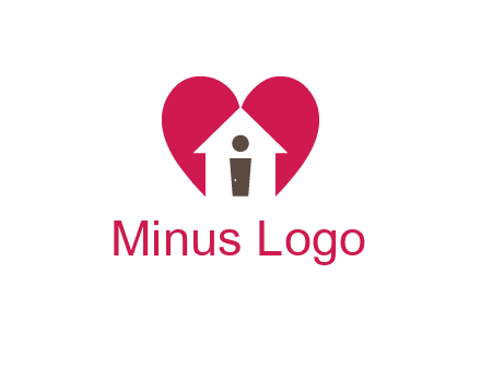 abstract person in home and heart symbol