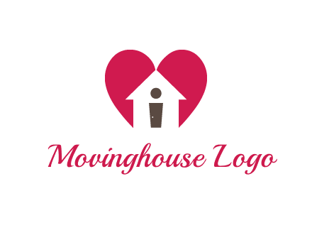 abstract person in home and heart symbol