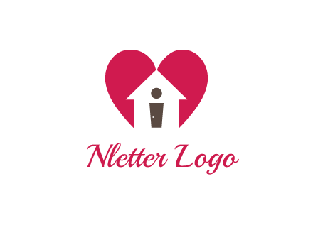 abstract person in home and heart symbol