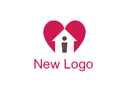 abstract person in home and heart symbol