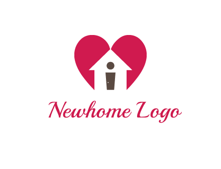 abstract person in home and heart symbol